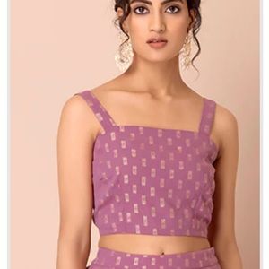 Indowestern pink floral strappy crop top.
